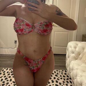 Floral Strapless Bikini Set